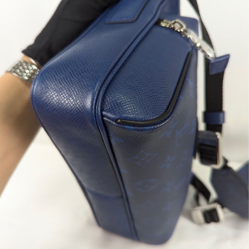 莉亞精品♡ LV 藍老花拼皮郵差包 二手-5