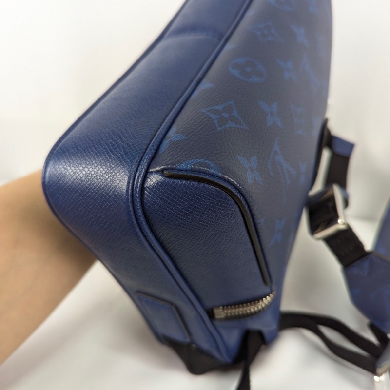 莉亞精品♡ LV 藍老花拼皮郵差包 二手-7