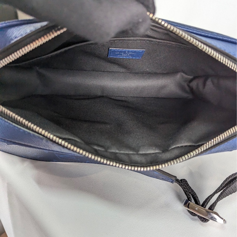 莉亞精品♡ LV 藍老花拼皮郵差包 二手-12