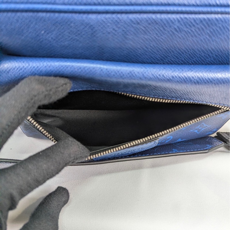 莉亞精品♡ LV 藍老花拼皮郵差包 二手-13