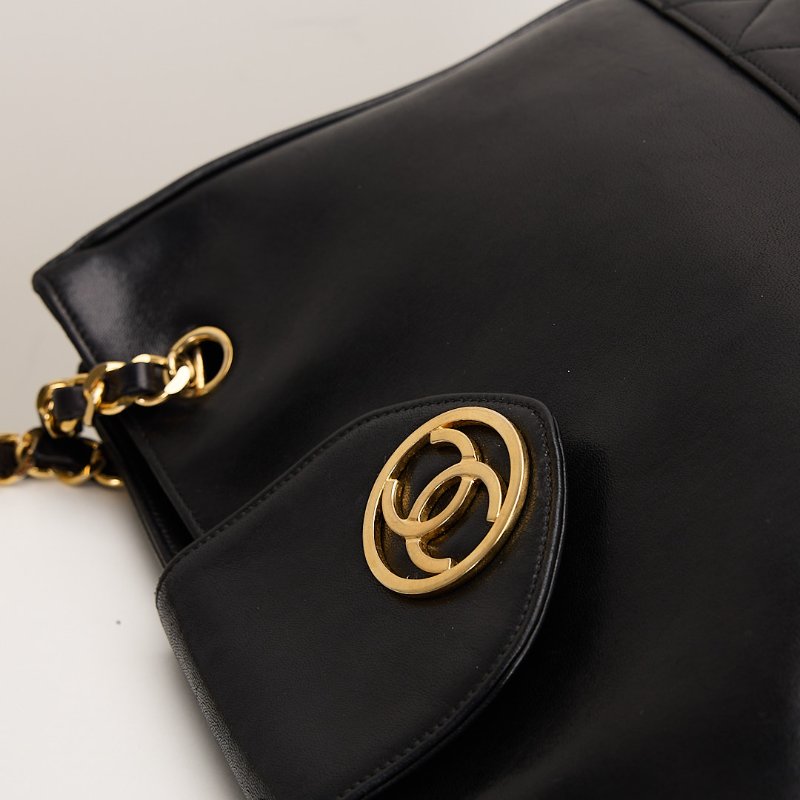 二手Chanel vintage機場托特包/黑金-4