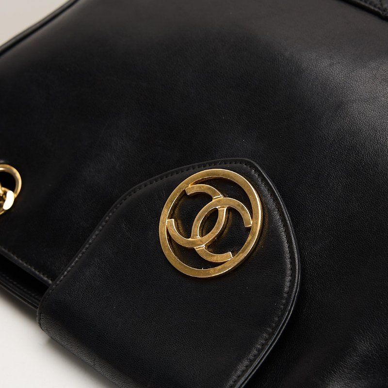 二手Chanel vintage機場托特包/黑金-5
