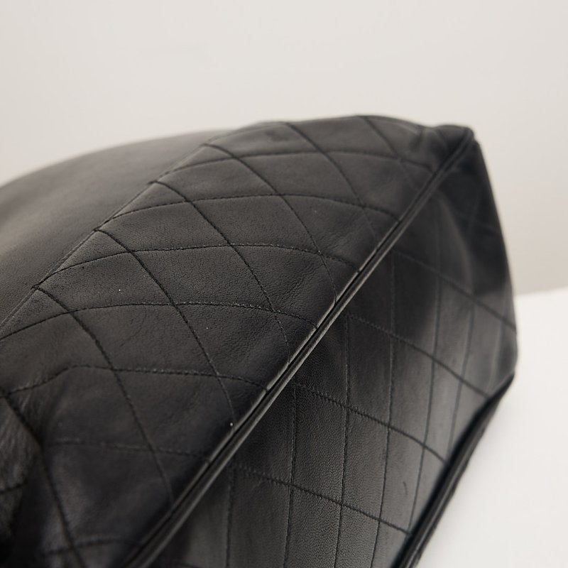 二手Chanel vintage機場托特包/黑金-12