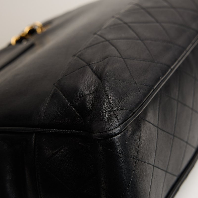 二手Chanel vintage機場托特包/黑金-13