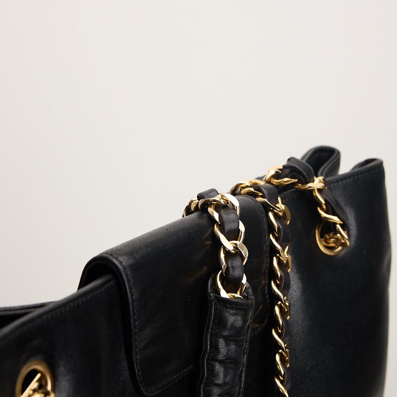 二手Chanel vintage機場托特包/黑金-14