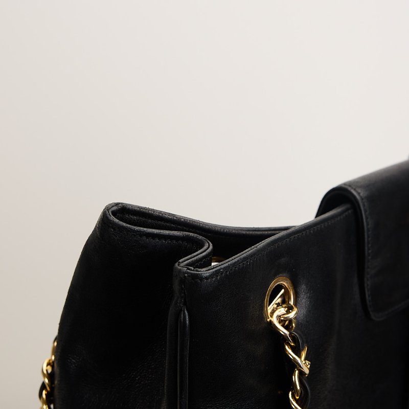 二手Chanel vintage機場托特包/黑金-15