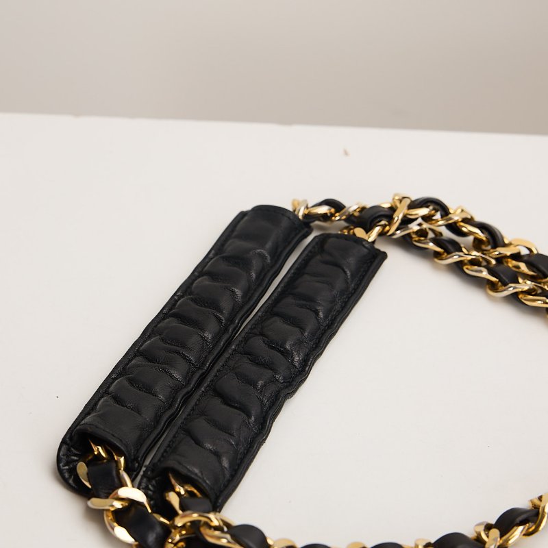 二手Chanel vintage機場托特包/黑金-18