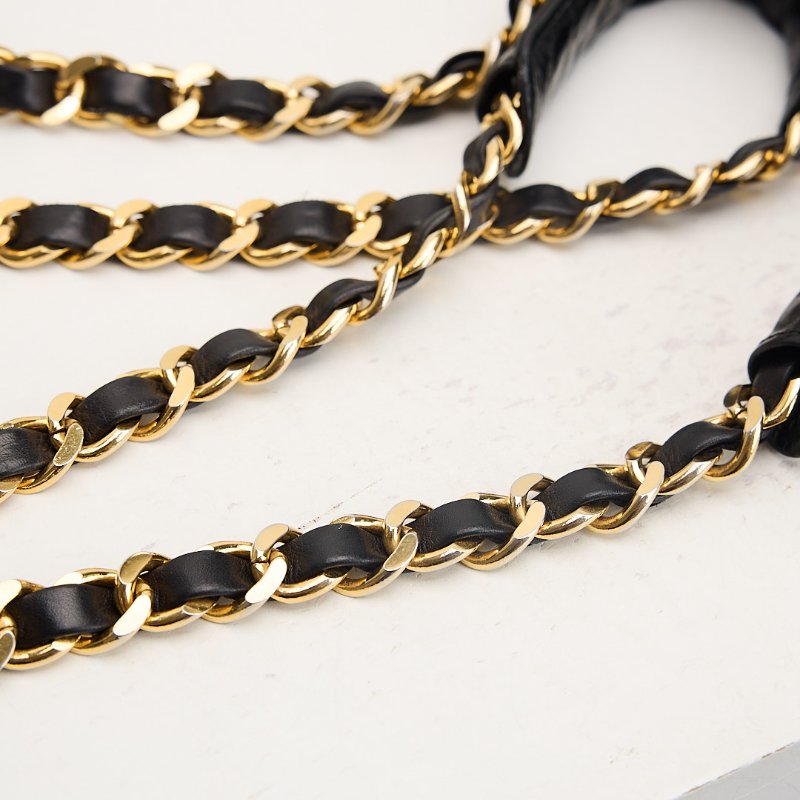 二手Chanel vintage機場托特包/黑金-20