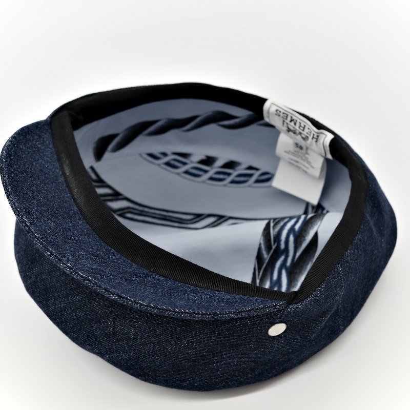 Hermès 愛馬仕 牛仔 藍色 報童帽-5