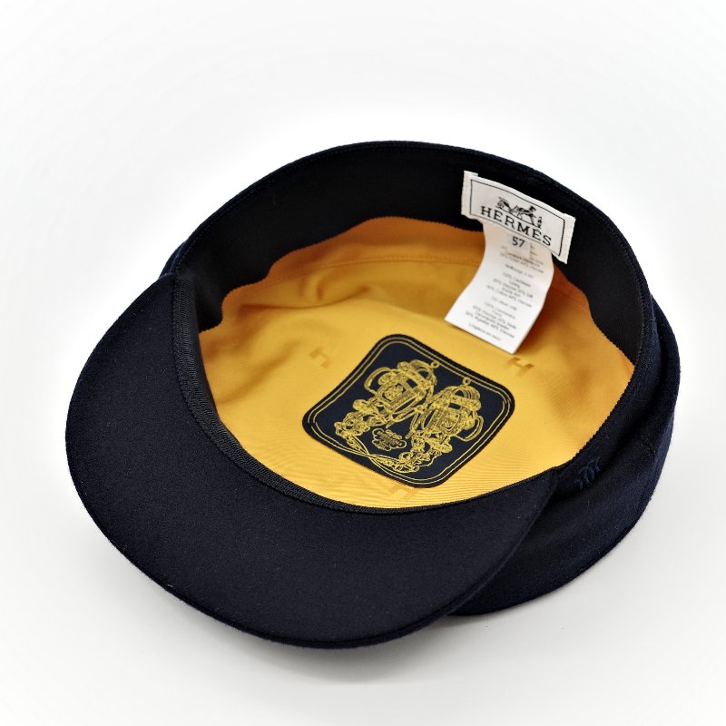 Hermès 愛馬仕  羊毛 藍色 報童帽-5