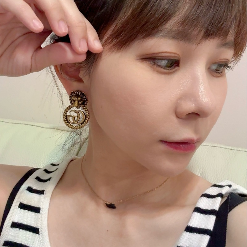 GUCCI 仿舊 古銅金色 經典GG獅頭 夾式耳環. 沒有耳洞的福音-15