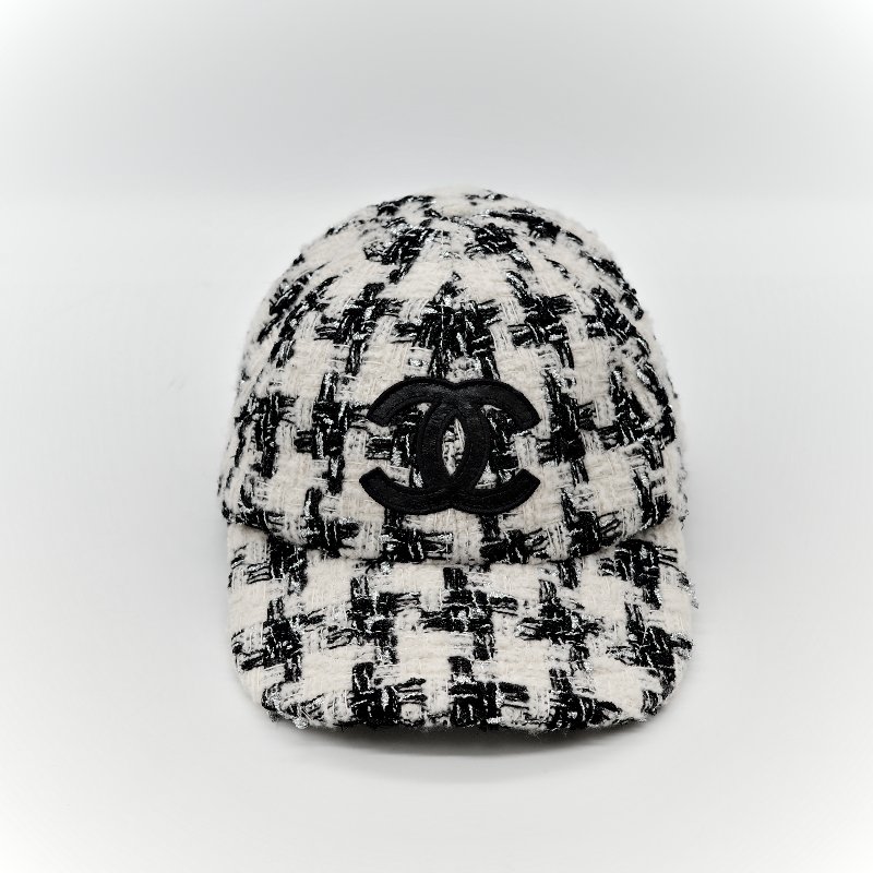 Chanel 香奈兒 千鳥格紋 織物 帽子 棒球帽-1