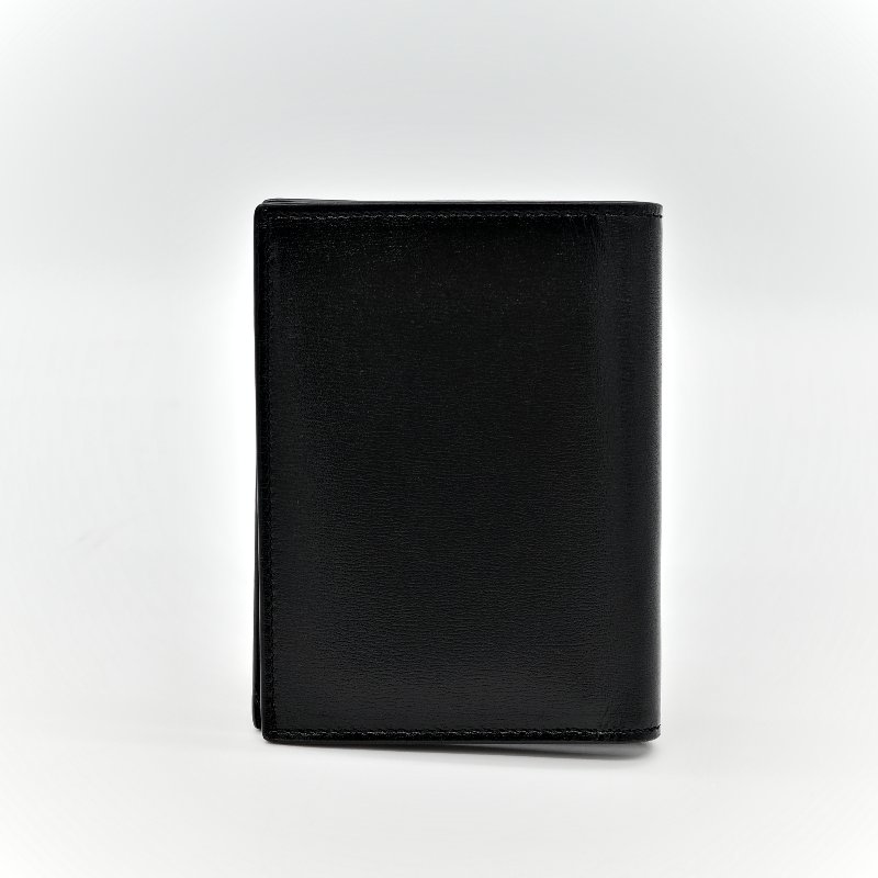 SAINT LAURENT素面牛皮LOGO對開夾(黑/金)-2