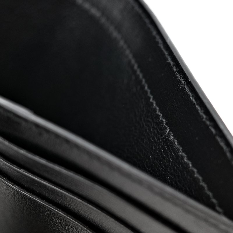 SAINT LAURENT素面牛皮LOGO對開夾(黑/金)-8