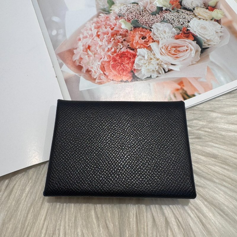 愛馬仕 黑色Calvi卡包 Ep皮 U刻-1