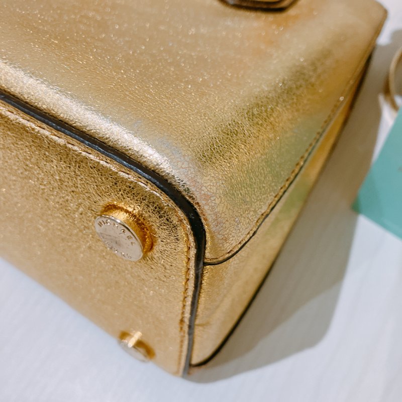 TK2007	Michael Kors Handbag 24cm Gold X GHW Leather With Lock Charm-7