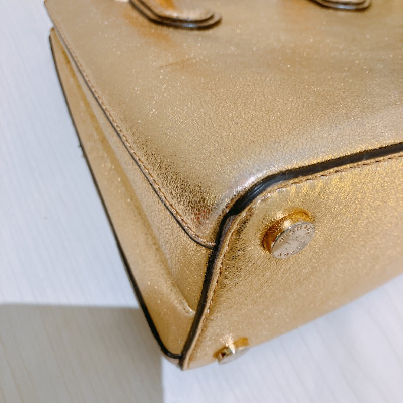 TK2007	Michael Kors Handbag 24cm Gold X GHW Leather With Lock Charm-8