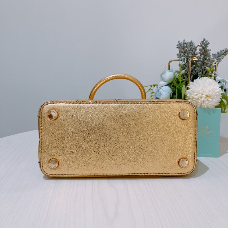 TK2007	Michael Kors Handbag 24cm Gold X GHW Leather With Lock Charm-21