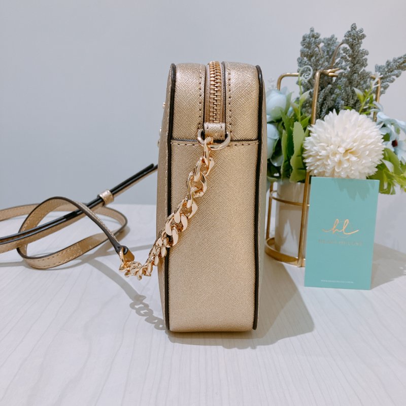 TK2008	Michael Kors Shoulder Bag Gold X GHW Leather-2