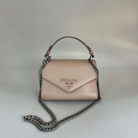 PRADA  粉三拼色單肩斜挎包