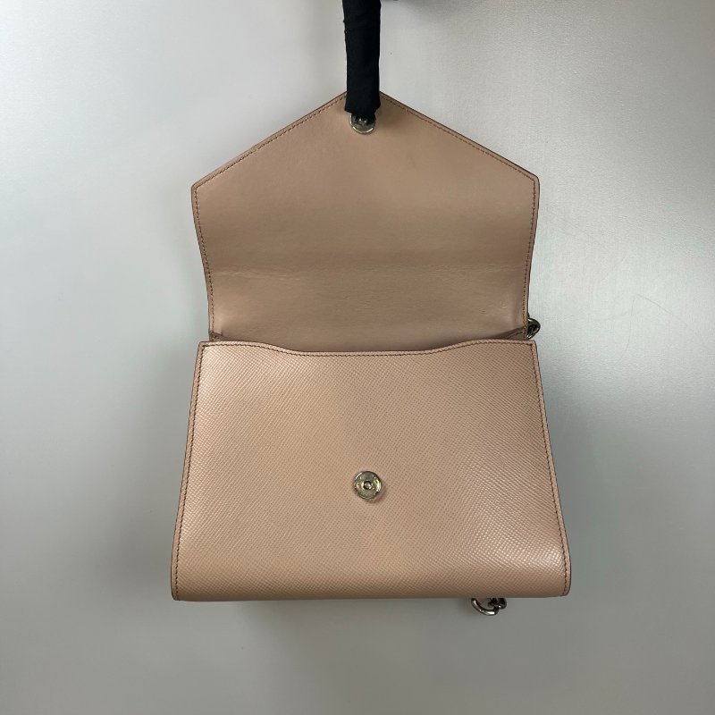 PRADA  粉三拼色單肩斜挎包-5