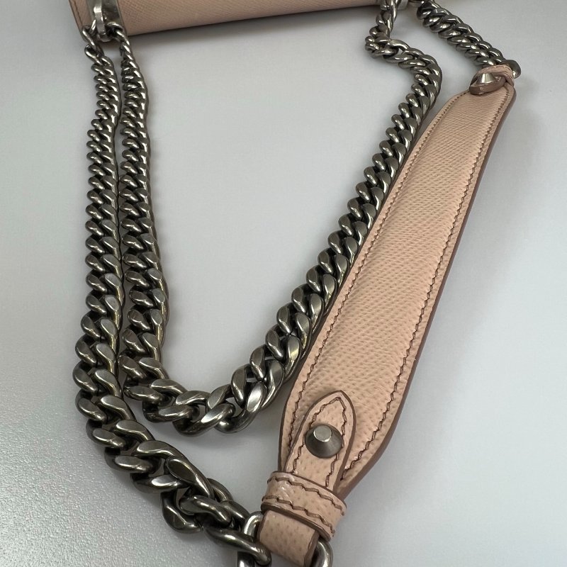 PRADA  粉三拼色單肩斜挎包-10