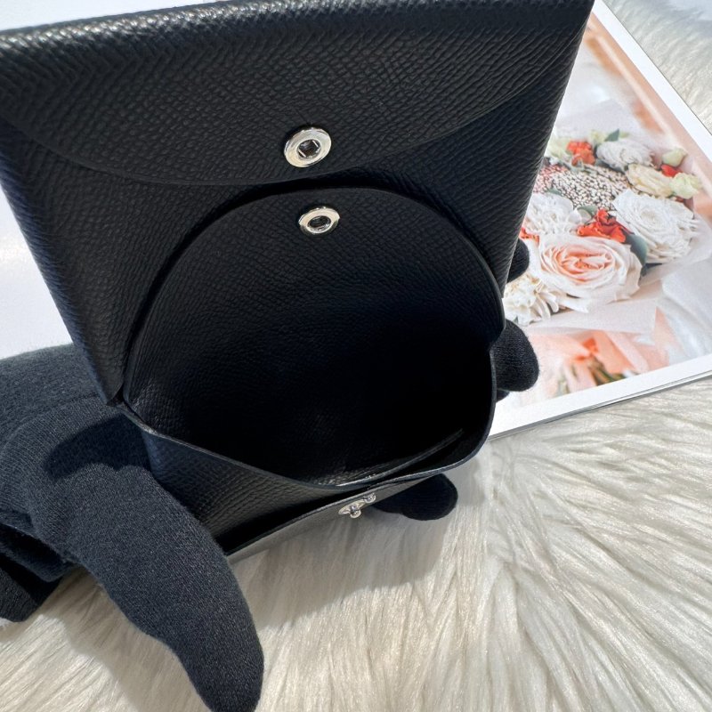 愛馬仕 黑色Calvi卡包 Ep皮 U刻-6