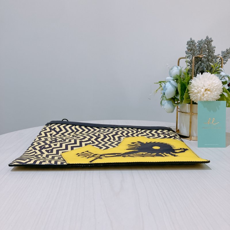 TK2010	Kenzo Clutch Bag Yellow X Purple Leather-2