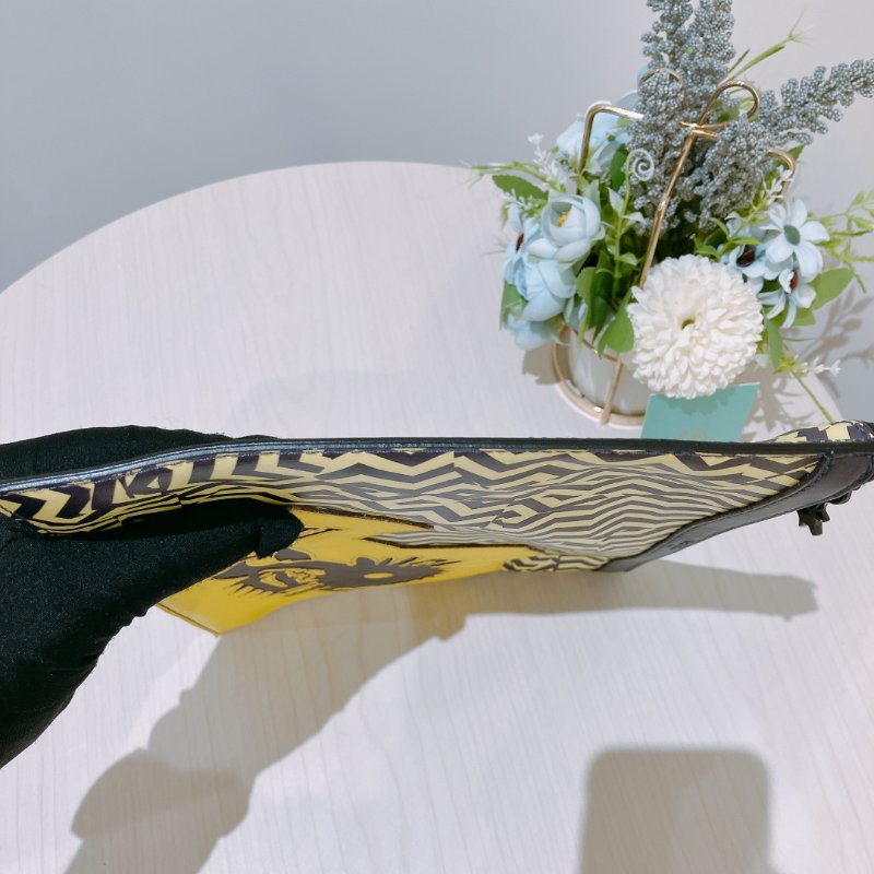 TK2010	Kenzo Clutch Bag Yellow X Purple Leather-4