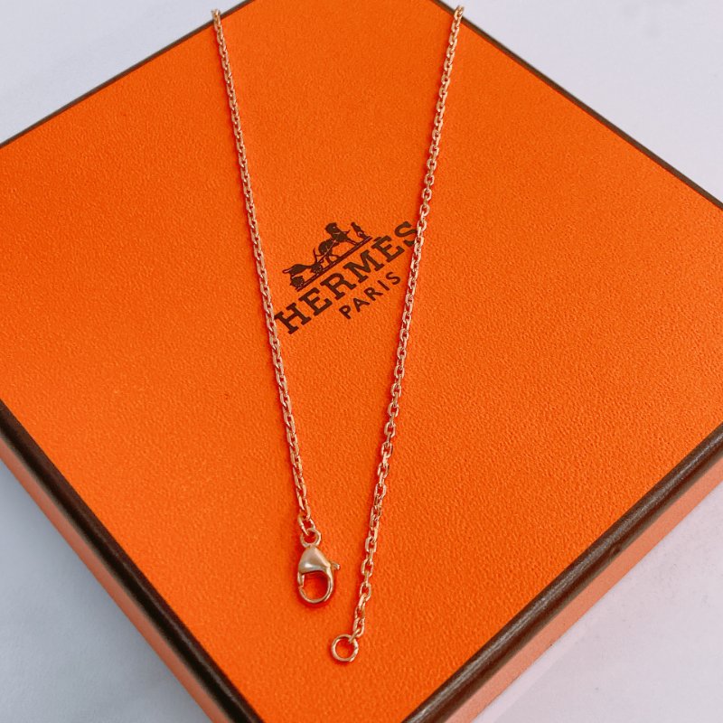 MS0648 Hermes 愛馬仕 迷你 項鍊 黑色 玫瑰金扣 Mini Pop H Necklace Black x RGHW-6