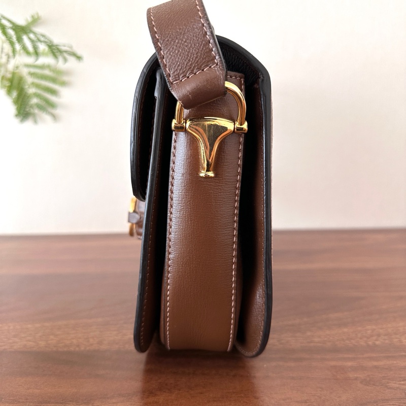 Gucci/古馳1955 經典老花馬鞍包 中號  烏木色 帆布拼皮 男女同款 尺寸25*9*19cm 配尘袋-4