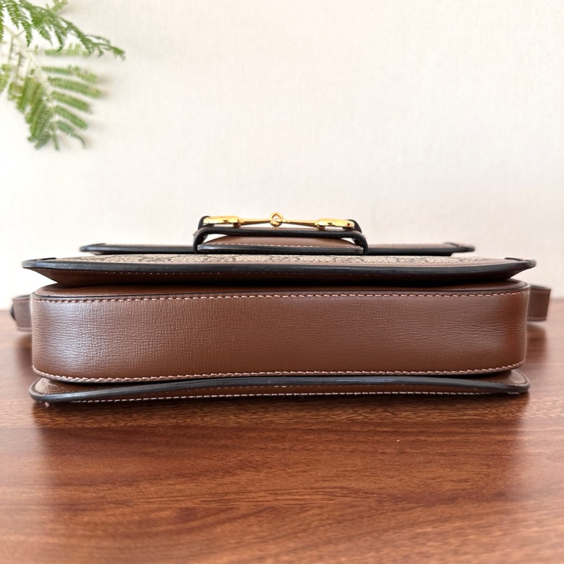 Gucci/古馳1955 經典老花馬鞍包 中號  烏木色 帆布拼皮 男女同款 尺寸25*9*19cm 配尘袋-5