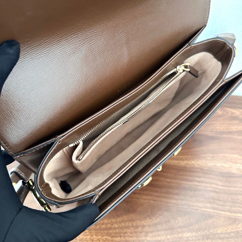 Gucci/古馳1955 經典老花馬鞍包 中號  烏木色 帆布拼皮 男女同款 尺寸25*9*19cm 配尘袋-7