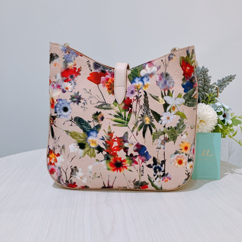 TK2011 Furla Floral-Print Shoulder Bag Pink-1