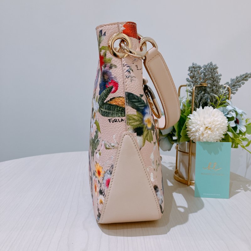 TK2011 Furla Floral-Print Shoulder Bag Pink-3