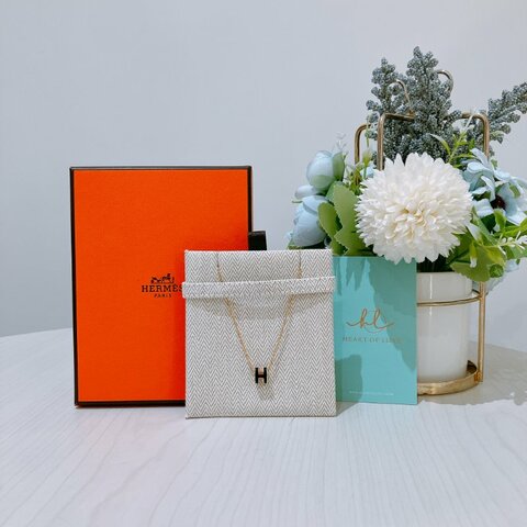 TK2012	Hermes 愛馬仕迷你H字項鍊 Mini Pop H Necklace Noir X GHW