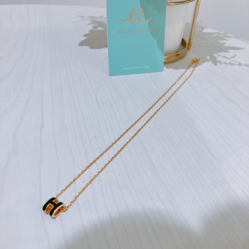 TK2012	Hermes 愛馬仕迷你H字項鍊 Mini Pop H Necklace Noir X GHW-3