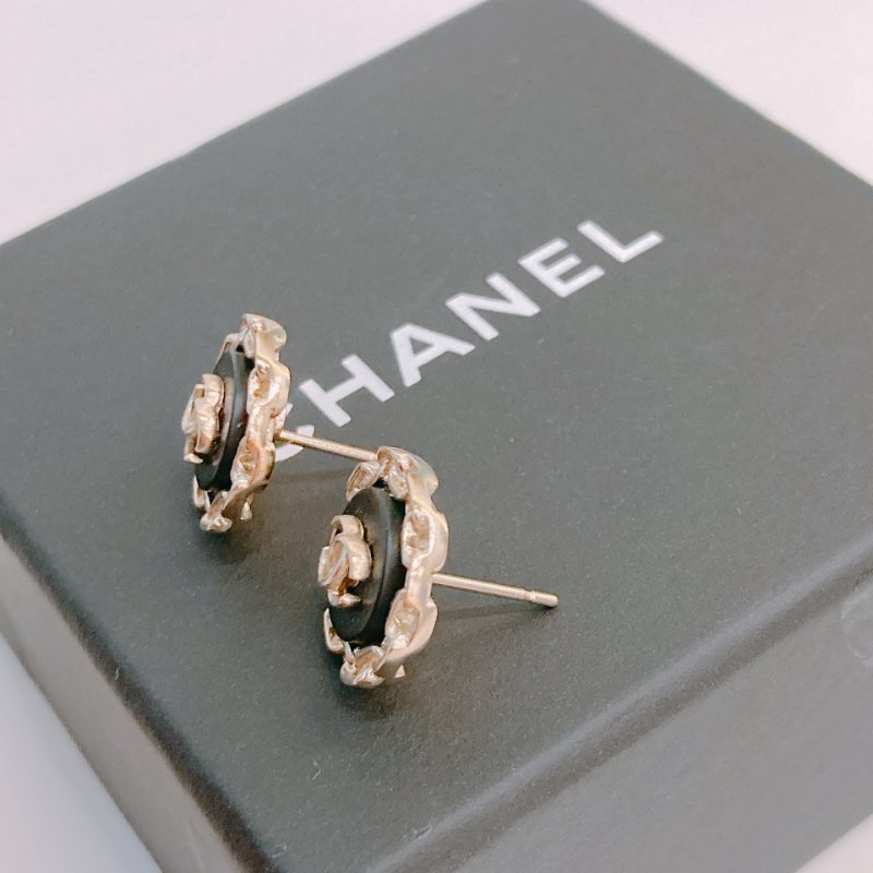 MS0647 Chanel 香奈兒 圓形 鏈形圓邊 耳環 黑色 金扣  Round CC Logo Earrings Black X GHW-2