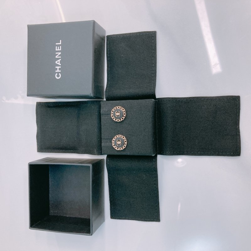 MS0647 Chanel 香奈兒 圓形 鏈形圓邊 耳環 黑色 金扣  Round CC Logo Earrings Black X GHW-9