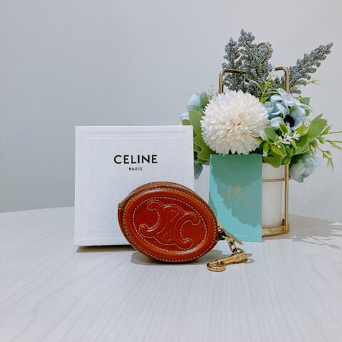 TK2013	Celine 思琳迷你零錢包吊飾 Coin Purse Leather Brown X GHW