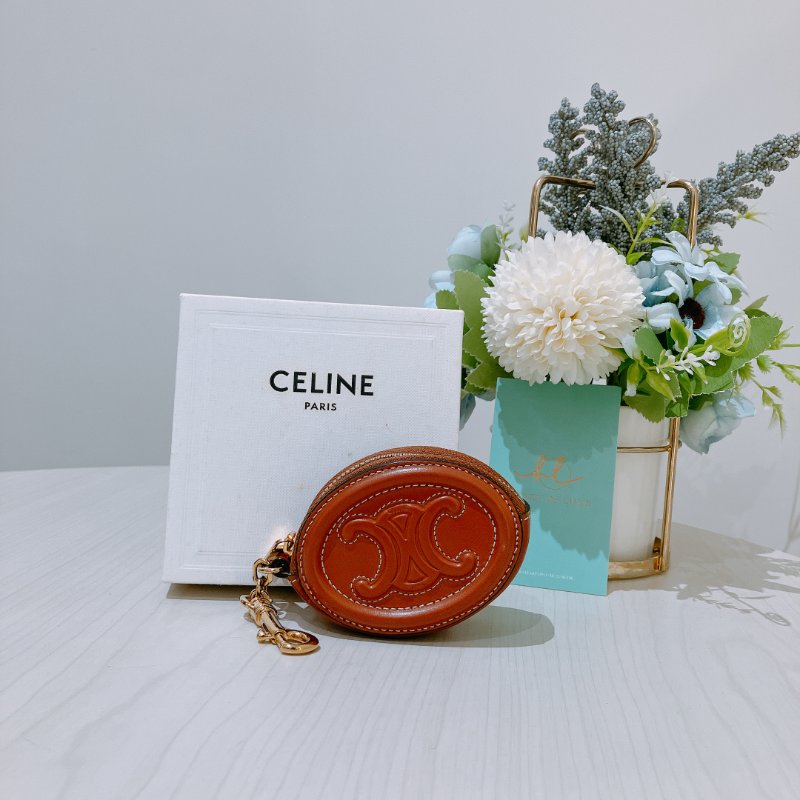 TK2013	Celine 思琳迷你零錢包吊飾 Coin Purse Leather Brown X GHW-1