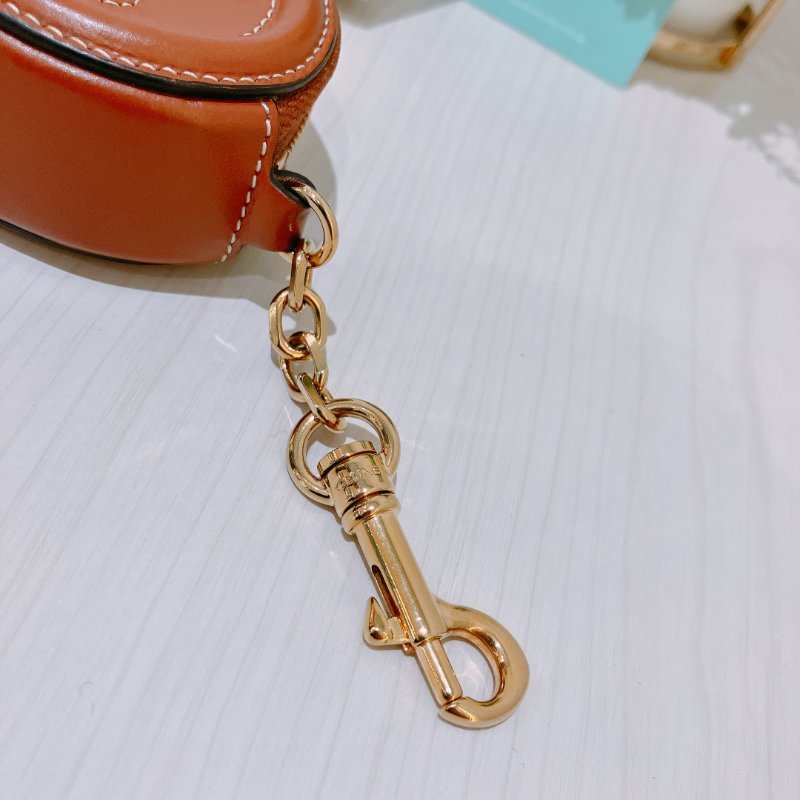 TK2013	Celine 思琳迷你零錢包吊飾 Coin Purse Leather Brown X GHW-11