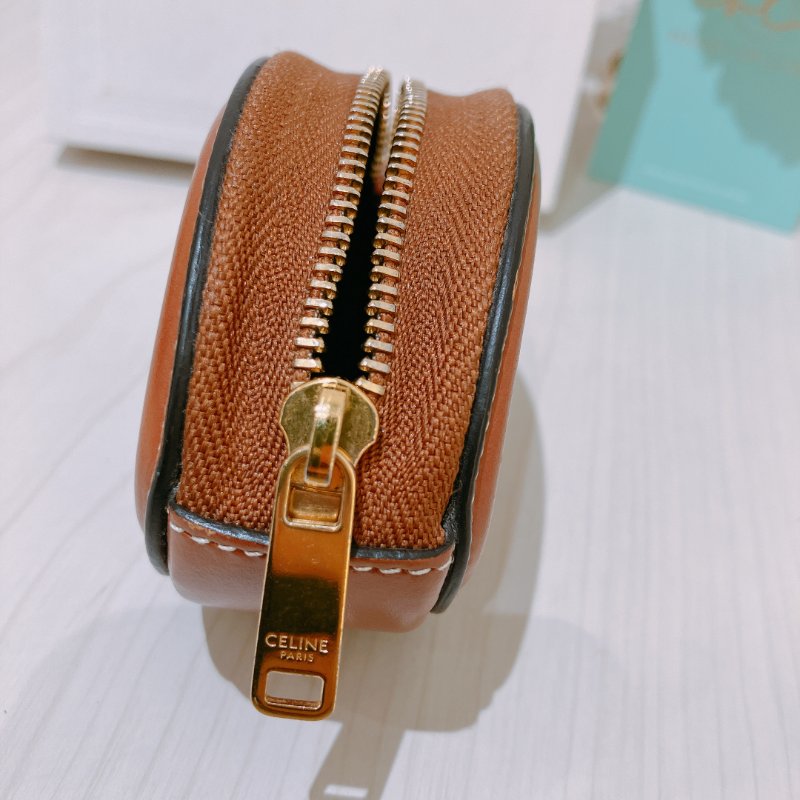 TK2013	Celine 思琳迷你零錢包吊飾 Coin Purse Leather Brown X GHW-12