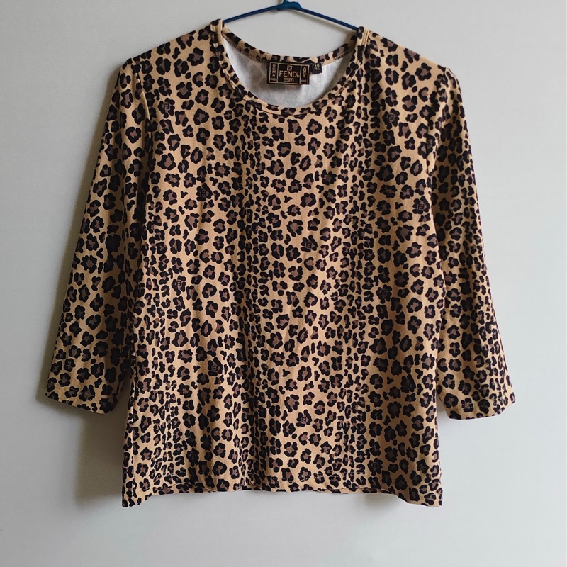 🇮🇹老品 #FENDI 七分袖短版上衣 豹紋 | 花豹 | 風格 | 普普 | 60s-0