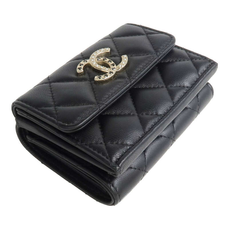 CHANEL 羊皮皮革CC Logo Flap Wallet錢包-3