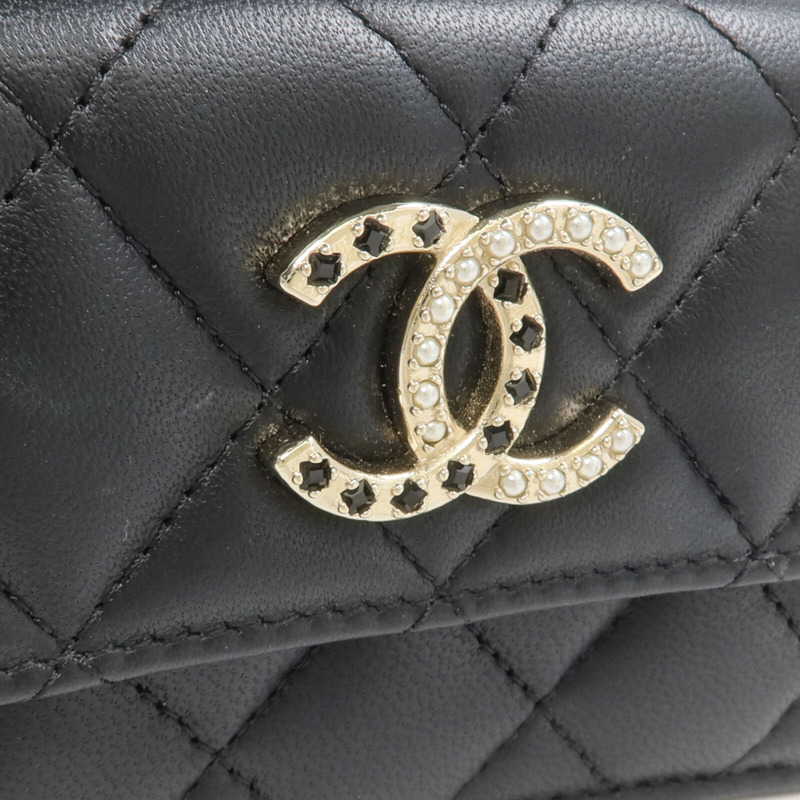 CHANEL 羊皮皮革CC Logo Flap Wallet錢包-8