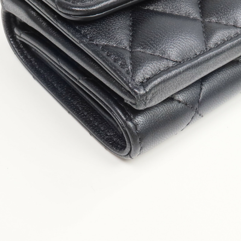 CHANEL 羊皮皮革CC Logo Flap Wallet錢包-11