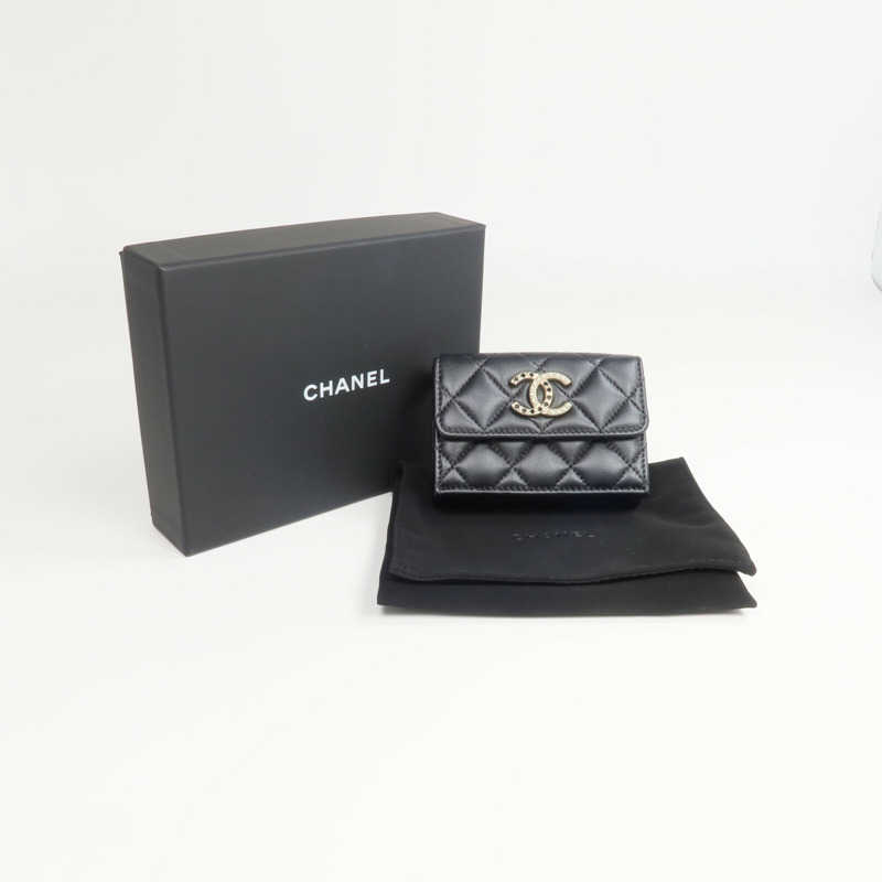 CHANEL 羊皮皮革CC Logo Flap Wallet錢包-14