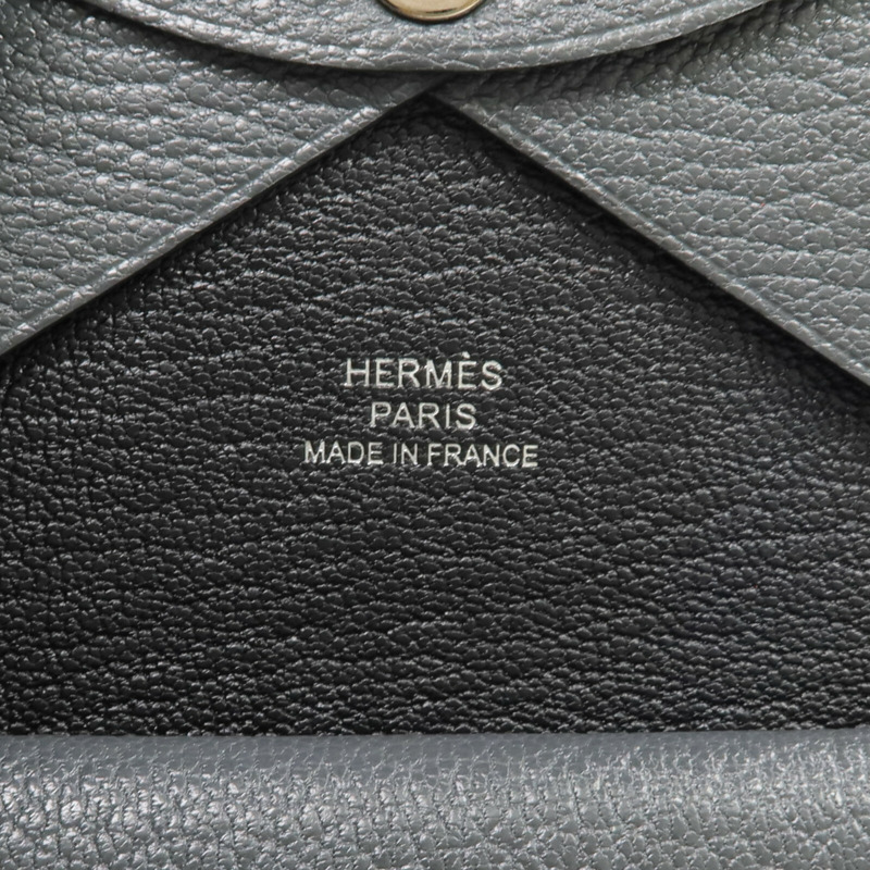 HERMES Evercolor皮革Calvi Duo卡片套Graphite-11