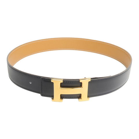 HERMES Box/Swift皮革Constance Belt皮帶Noir/Tabac Camel
